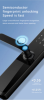 Serrure de porte intelligente à empreintes digitales, contrôle à distance par application, WiFi, mot de passe numérique électronique, carte-clé, reconnaissance faciale pour la maison et le bureau