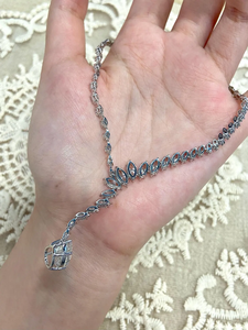 Custom VVS Moissanite Cuban Chain Link Lariat <b>Necklace</b> Pear Cut Drop Pendant 925 Silver Wedding Bridal Jewelry Luxury <b>Statement</b> - Product Image 3