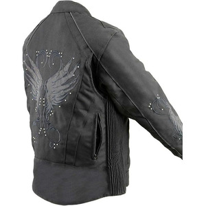 Chaqueta de Motociclista Clásica de Cuero y Textil para Mujer SAMROZ SPORTS - Uso Durante Todo el Año - Product Image 3