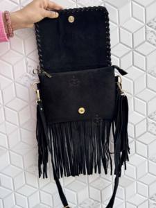 Bolso con flecos de piel de vaca auténtica, bolso con bandolera de piedra turquesa, bolso de nuevo diseño hecho a mano Vintage bohemio gitano, bolsos elegantes multiusos - Product Image 5