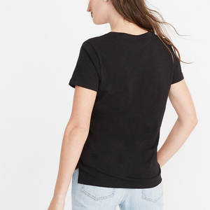 T-shirt pour femmes, couleur unie, manches courtes, léger, vêtements d'été, t-shirt à col en V pour femmes - Product Image 3