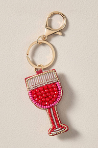 Porte-clés brodé artisanal personnalisé en perles, motifs banane/cerise, soleil/hibou, vin, pour sacs, fabriqué à la main en Inde - Product Image 6