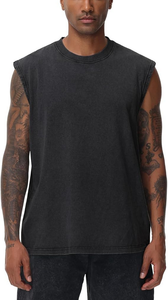 เสื้อกล้ามออกกำลังกายผู้ชาย เสื้อยืดแขนกุด เสื้อยืดฟิตเนสลายวอช เสื้อยืดวิ่งชายหาดทรงหลวม ขายตรงจากโรงงาน รับผลิตแบบ OEM - Product Image 5