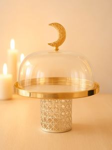 Support à gâteau avec dôme en verre, support à gâteau en bois avec couvercle en verre, support à dessert avec couvercle, support à gâteau sur piédestal en bois - Product Image 3