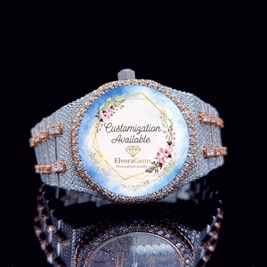นาฬิกาสมาร์ทวอทช์ทรงกลมสำหรับผู้หญิงจาก ElvoraGems สายสแตนเลส ประดับอัญมณี สามารถปรับแต่งได้ตามต้องการ - Product Image 1