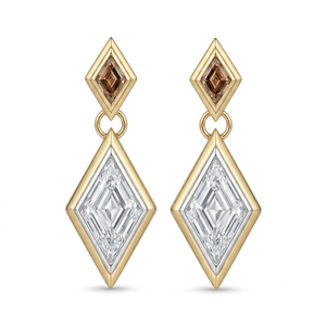 Lozenge Cut <b>Dangle</b> <b>Earrings</b> Women's 18K Yellow Gold Lab <b>Diamond</b> Classic Wedding Gift IGI Certified F VVS2 Clarity Jewelry - Product Image 1