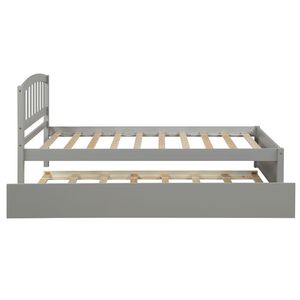 Letto a piattaforma in legno per una persona con letto estraibile, colore grigio - Product Image 5