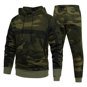 Conjunto de Sudadera con Capucha de Camuflaje para Hombre, Manga Raglán, Chándal de Punto, Ropa Casual de Otoño - Product Image 1