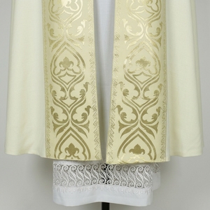 Chapelet liturgique d'église blanc gothique avec broderie dorée métallique et franges - Product Image 3