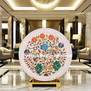 Plaques d'amour en incrustation de marbre blanc artisanal indien fait à la main avec MOP Forme octogonale But de promotion de bureau - Product Image 1