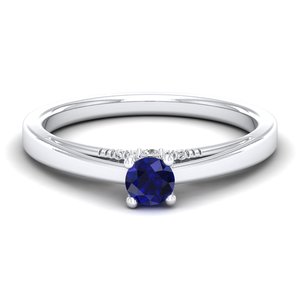 Bagues de fiançailles REYES de haute qualité en or 14 carats, diamant certifié IGI, taille ronde, pierre précieuse tanzanite 0,25 ct, bijoux fins pour femmes - Product Image 5