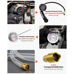 Kit Tester Pressione Liquido Refrigerante 47 Pezzi, Kit Riempimento Radiatore Sottovuoto con 3 Adattatori Metallici Universali per Strumenti di Ispezione Auto - Product Image 6