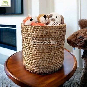 ตะกร้าเก็บของแบบซ้อนได้ Ecowoodies ทำจากหวายสาน สำหรับของเล่นเด็ก ตกแต่งห้องเด็ก สีเบจธรรมชาติ - Product Image 6
