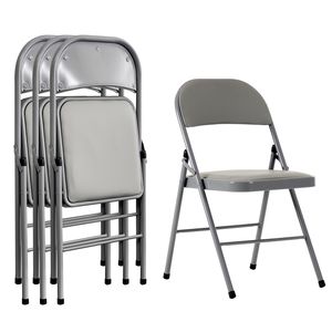 Eleganti Sedie Pieghevoli in Ferro Grigio e PVC, Set da 4 Pezzi, per Convenzioni ed Esposizioni, Codice 52529768 - Product Image 4