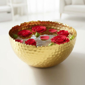 Cuenco Redondo de Metal Dorado Martillado para Servir, Frutero, Utensilios de Cocina, Artesanía, Decoración de Mesa, Centro de Mesa Moderno y Lujoso, Regalo - Product Image 6