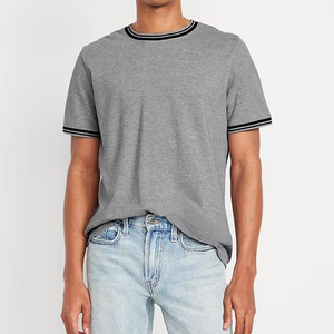 T-shirt en coton et élasthanne pour homme, respirant, coupe ajustée, simple - Product Image 3