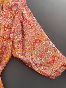 Boho Printed Paisley Wrap <b>Dress</b> Three Quarter Sleeve <b>Loose</b> Fit V Neck Midi Length <b>Summer</b> Casual Wear - Product Image 2