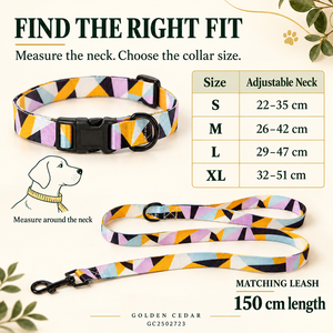 Collier pour chien réglable en polyester imprimé cèdre doré avec laisse assortie de 150 cm, 6 motifs, OEM ODM - Product Image 4