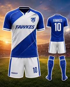 Ensemble de maillot de football pour homme Fawkes, orange marine, col en V, manches courtes, évacuation de l'humidité, impression numérique, respirant, nom d'équipe personnalisé, adulte - Product Image 4