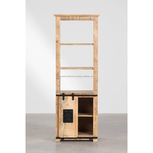 Buffet moderne en bois de haute qualité avec cadre en fer 1 porte coulissante en bois et 3 meubles de rangement et de rangement en bois Buffet 2025 - Product Image 1