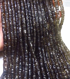 Cuentas Facetadas de Cuarzo Ahumado de Alta Calidad, Forma Heishi, Color Marrón Natural, 6mm, 16 Pulgadas, Cuentas de Rueda Ahumadas - Product Image 1