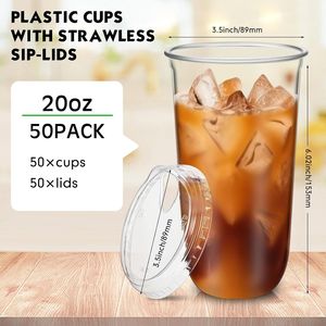 Gobelets jetables en plastique transparent avec couvercles à bec pour café, smoothies et boissons froides - pour les cafés et les plats à emporter - Product Image 2