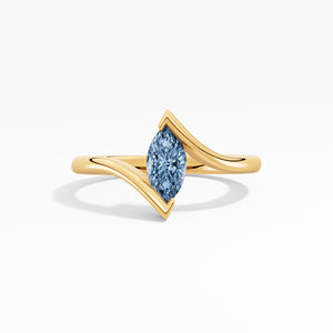 แหวนหมั้นทรงมาร์คีส์ประดับมอสซาไนต์สีน้ำเงิน 0.48 กะรัต ตัวเรือนเงินแท้ 925 รับรองโดยผู้ตรวจสอบอิสระ สำหรับผู้ซื้อจำนวนมาก - Product Image 5