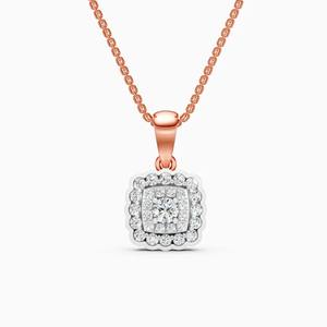 Elegante colgante cuadrado con doble halo de diamantes cultivados en laboratorio de 0.39 ct en oro amarillo, blanco y rosa de 9 quilates - Product Image 1