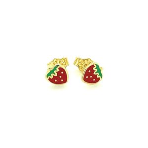 Orecchini a Perno a Forma di Fragola Smaltati in Oro Giallo 14k per Bambini, Accessorio di Moda - Product Image 2