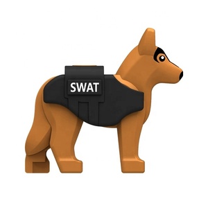 MOC ville militaire animaux Police chien blocs de construction SWAT <span class=keywords><strong>Mini</strong></span> figurines gilet pour animaux de compagnie accessoires briques jouets - Product Image 6
