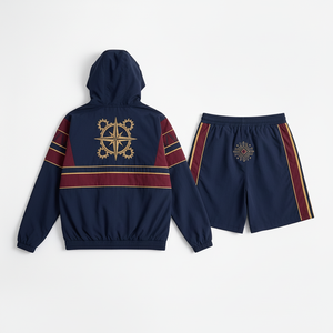 Ensemble de survêtement décontracté de haute qualité avec pantalon de jogging et sweat à capuche, longueur genou, logo personnalisé, broderie de patch 100 % nylon pour homme - Product Image 2