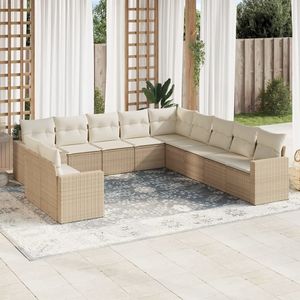 Set Divano da Giardino in Rattan PE Beige con Struttura in Acciaio Verniciato a Polvere, 100% Poliestere, Arredamento da Giardino Elegante e Durevole - Product Image 1
