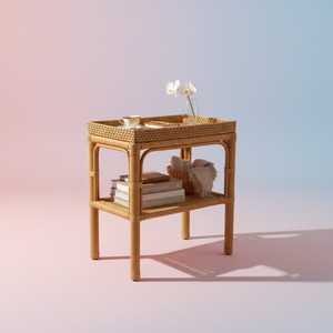 Handcrafted Natural Rattan Side <b>Table</b> Vintage Woven Accent End <b>Table</b> For Living Room <b>Bedside</b> Hotel Cafe Home Furniture Wholesale - Product Image 1