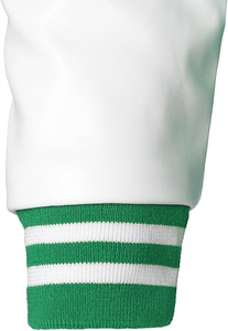 Veste universitaire 2027 vert et blanc à blocs de couleur, col montant, boutons-pression, style sportif, manteau de baseball - Product Image 2