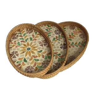 Bandeja de servir de nácar, ovalada/redonda, organizadora de mesa, de alta calidad - Product Image 3