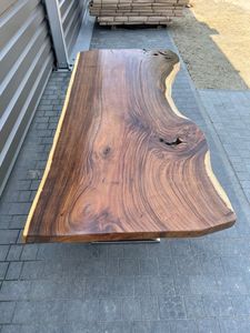 Table à manger rectangulaire en bois massif rustique éco-responsable faite à la main avec pieds en métal, design moderne, multifonctionnelle, stable, meubles pour la maison - Product Image 5