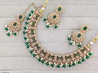 Set Kalung dan Anting Berlapis Emas Etnik dengan Mutiara untuk Pesta Pernikahan Wanita