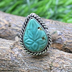 Anvika Handmade Oxidized <b>Silver</b> Plated Nevada Turquoise Gemstone Bezel Set Vintage Women's Engagement <b>Statement</b> <b>Ring</b> Sample Made - Product Image 1