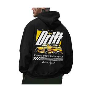 Sweat à capuche vintage pour homme, brodé, 100 % coton, manches longues, thermique, avec cordon de serrage, pour l'automne - Product Image 1