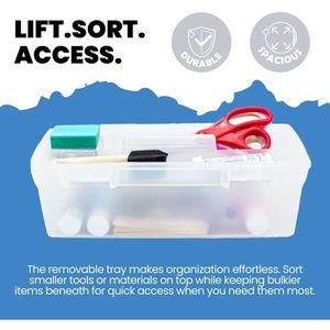 Organizzatore Portatile per Materiali Creativi 6937AG Essentials, Scatola con Vassoio Estraibile Trasparente/Azzurro con Maniglia - Product Image 3