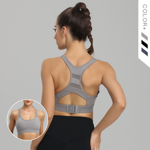 Soutien-gorge de sport noir respirant à maintien élevé pour femme, avec dos ouvert et dentelle, sans coutures, idéal pour l'entraînement et le yoga – Meilleures ventes - Product Image 2