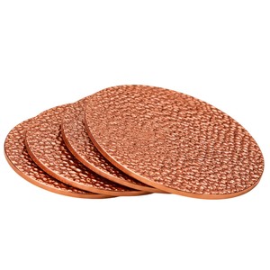 Sous-verres en cuivre martelé personnalisés avec logo, sous-verres vintage en laiton à bord festonné pour tasses à thé, ensemble de sous-verres pour restaurant, vente en gros - Product Image 6