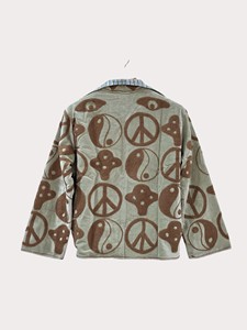 เสื้อแจ็คเก็ตผ้าฟลีซ คอจีน แขนยาว ลายสัญลักษณ์สันติภาพ ไซส์พลัส สำหรับผู้หญิง ใส่ในฤดูใบไม้ร่วง ผ้าเทอร์รี่ ปิดด้วยซิป - Product Image 3
