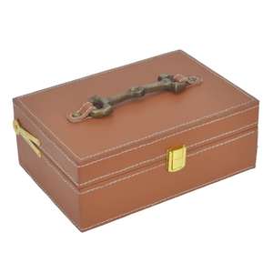 Genuine Leather Box Decorative Luxury Storage Or Gift Boxes & <b>Bins</b> With Brass Antique Horse Bit Handle Hot Sell - Product Image 2