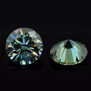 Moissanite ronde verte de haute qualité, diamant synthétique cultivé en laboratoire, moissanite en vrac, diamant de qualité excellente, clarté VVS, grossiste - Product Image 2