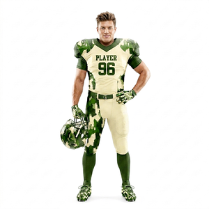 Hot Selling American Football Uniform in Camo Print Green with Cream Color A+ Quality Polyester Quick Dry Moisture Wicking - Product Image 3
