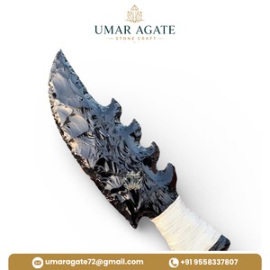 Cuchillo de Obsidiana Negra Athame, Hoja de Fantasía Tallada a Mano con Acabado de Piedra, Tacto Real, con Muescas, Regalo Wicca, 5-6 Pulgadas - Product Image 2