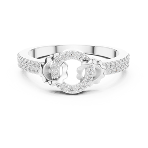 Ensemble de bagues INTERLOCK LAB GROWN en or rose massif 18 carats plaqué rhodium, style minimaliste, pour fiançailles, fêtes, mariages, cadeau glamour, usage quotidien, pour femmes - Product Image 5