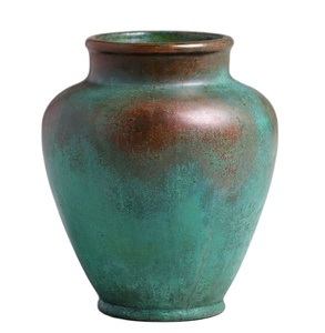 Metal Blue Antique Patina Finish Decorative High Quality Home Decor Table <b>Top</b> Tapered Shape Planter Vase - Product Image 2