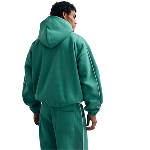 Men Fleece Pullover Hoodie Tracksuit Set Straight Leg <b>Trousers</b> Relaxed Fit Kangaroo Pocket Casual Winter Two Piece Lounge Outfit - Product Image 3